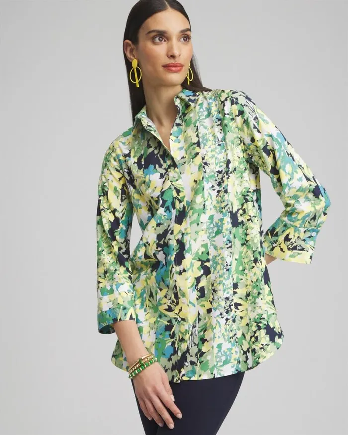 Chico039s Tops No Iron Stretch Floral 34 Sleeve Tunic Verdant Green 8211 Clothing Chico039s Tops No Iron Stretch Floral 34 Sleeve Tunic Verdant Green 8211 Clothing