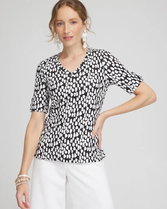 Chico039s Tops Pebbles Everyday Vneck Tee Black 8211 Clothing