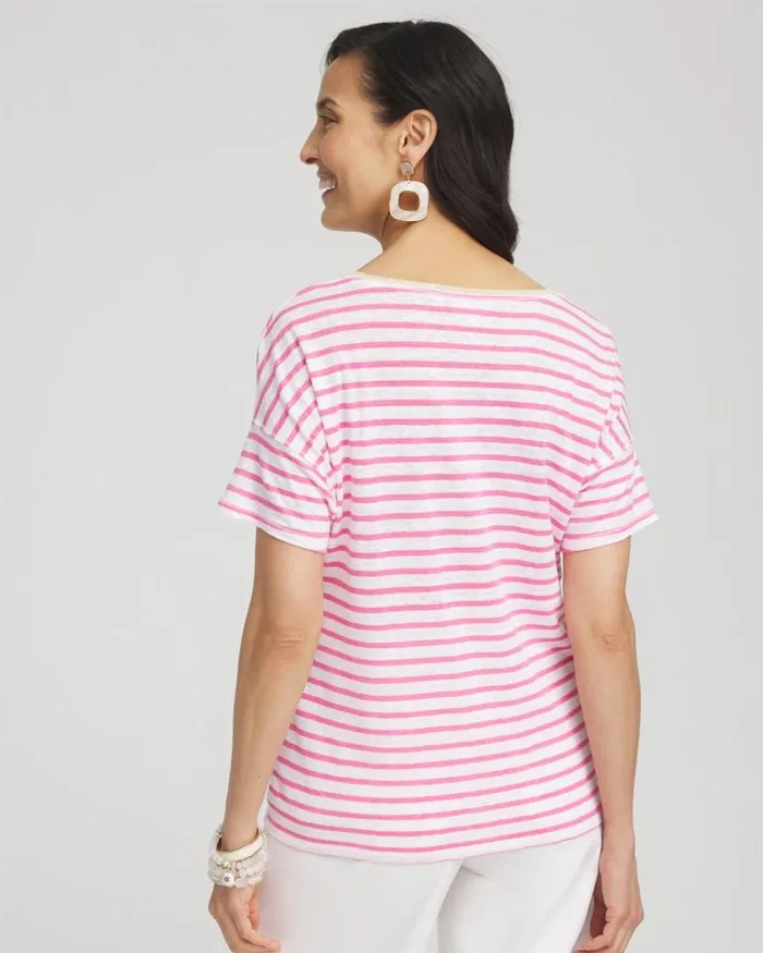 Chico039s Tops Pink Stripe Sweater Trim Linen Tee Delightful Pink 8211 Clothing Chico039s Tops Pink Stripe Sweater Trim Linen Tee Delightful Pink 8211 Clothing