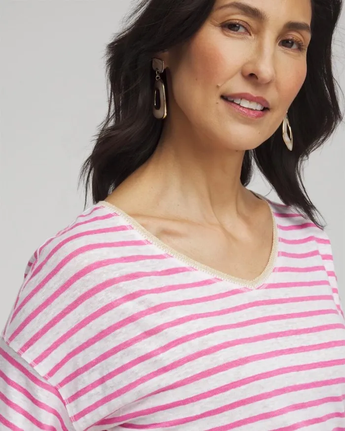 Chico039s Tops Pink Stripe Sweater Trim Linen Tee Delightful Pink 8211 Clothing Chico039s Tops Pink Stripe Sweater Trim Linen Tee Delightful Pink 8211 Clothing
