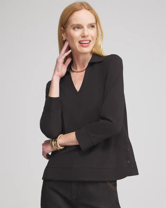 Chico039s Tops Polished Collar Top Black 8211 Clothing