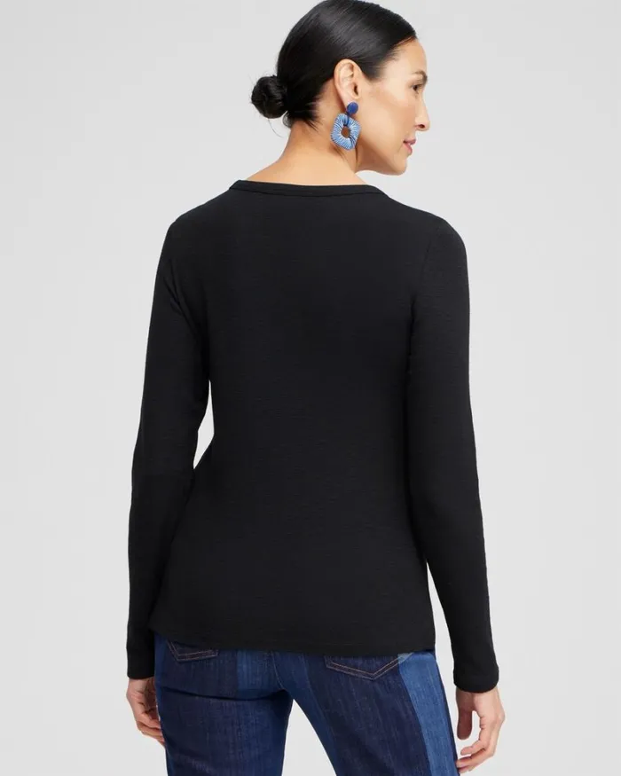 Chico039s Tops Ribbed Layering Tee Classic Navy 8211 Clothing