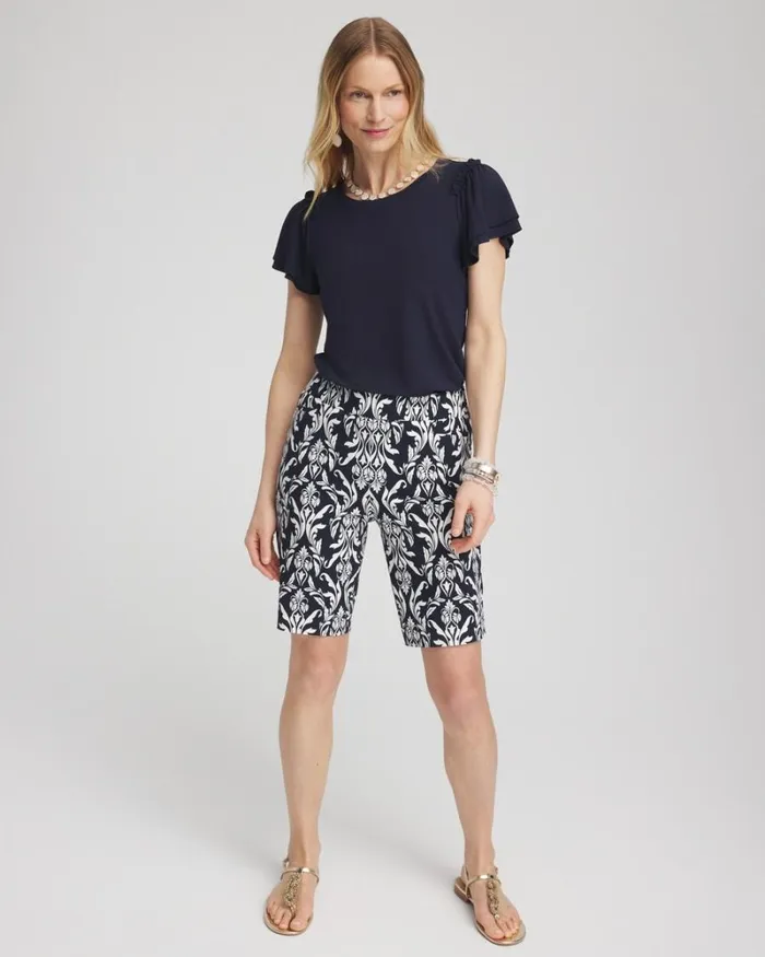 Chico039s Tops Ruffle Sleeve Tee Classic Navy 8211 Clothing