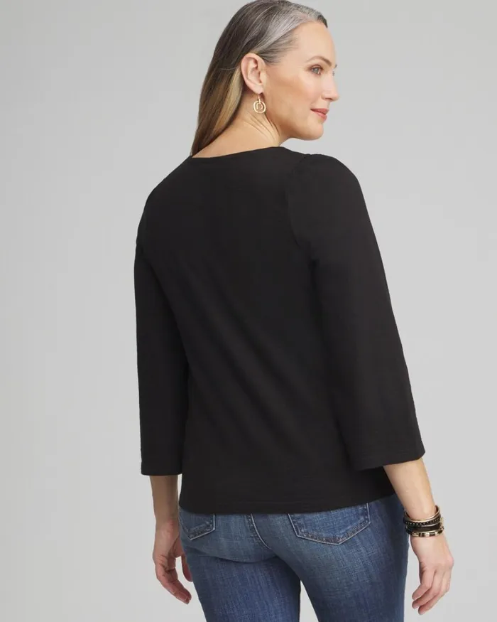 Chico039s Tops Square Neck Bell Sleeve Top Black 8211 Clothing