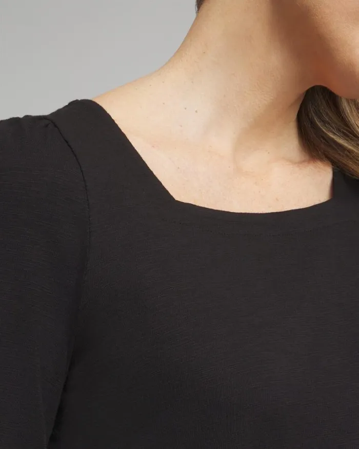 Chico039s Tops Square Neck Bell Sleeve Top Black 8211 Clothing