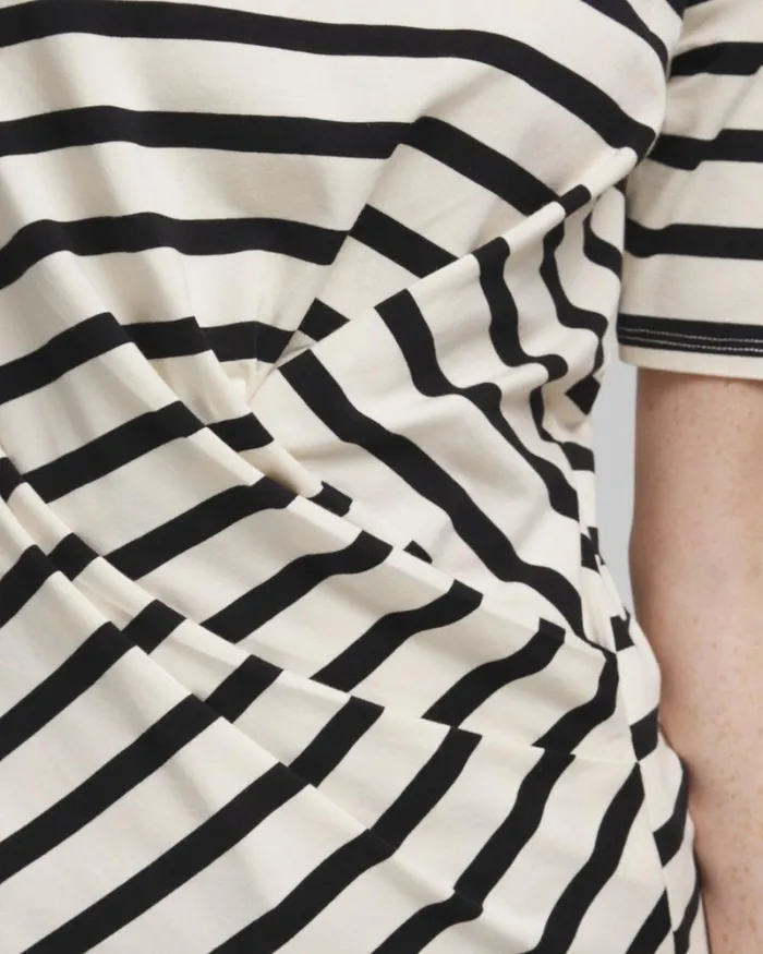 Chico039s Tops Stripe Draped Front Tee Black 8211 Clothing