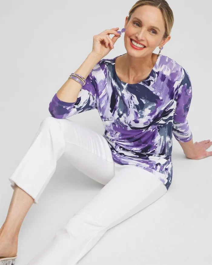 Chico039s Tops Touch Of Cool Abstract Banded Hem Top Parisian Purple 8211 Clothing Chico039s Tops Touch Of Cool Abstract Banded Hem Top Parisian Purple 8211 Clothing
