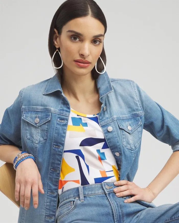 Chico039s Tops Touch Of Cool Abstract Polished Tank Nectarine 8211 Clothing