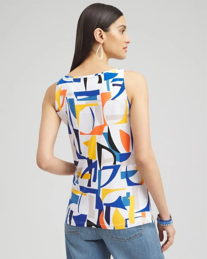 Chico039s Tops Touch Of Cool Abstract Polished Tank Nectarine 8211 Clothing
