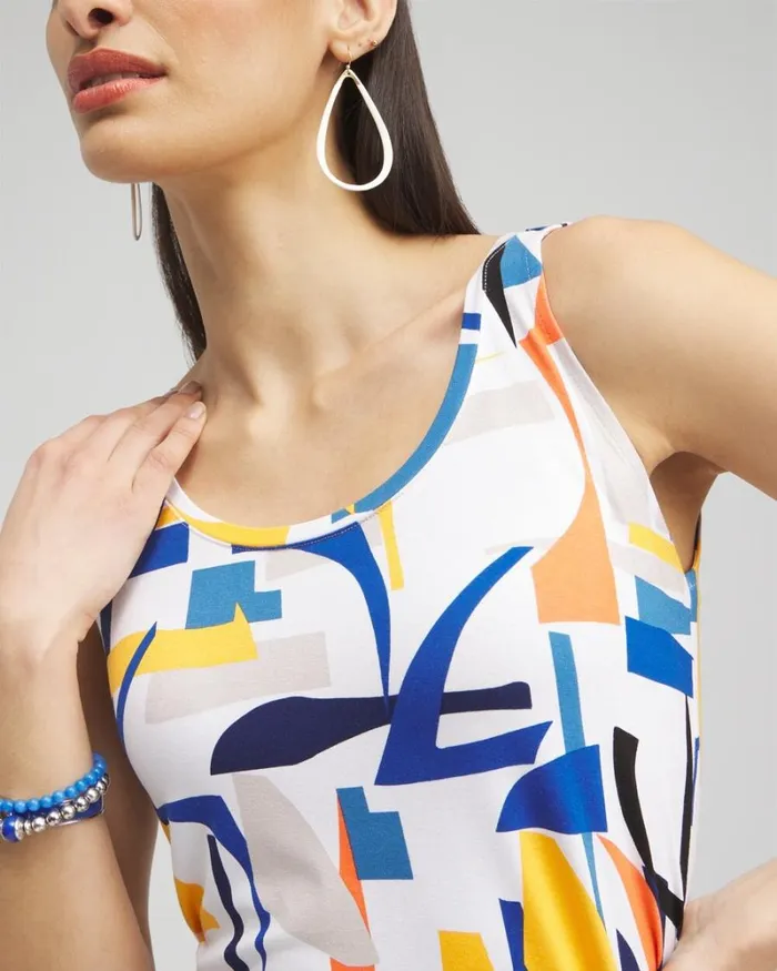Chico039s Tops Touch Of Cool Abstract Polished Tank Nectarine 8211 Clothing