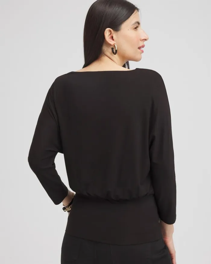 Chico039s Tops Touch Of Cool Banded Hem Tee Black 8211 Clothing