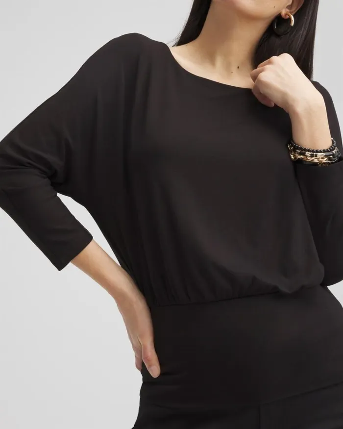 Chico039s Tops Touch Of Cool Banded Hem Tee Black 8211 Clothing