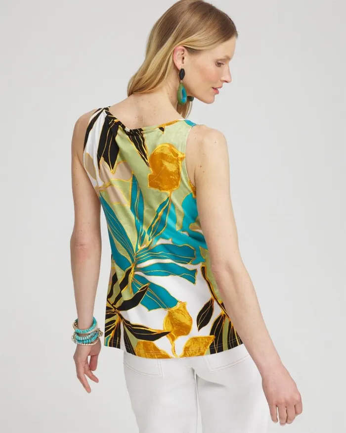 Chico039s Tops Touch Of Cool Palms Polished Tank Oceano 8211 Clothing