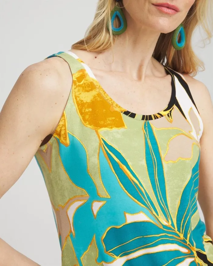 Chico039s Tops Touch Of Cool Palms Polished Tank Oceano 8211 Clothing