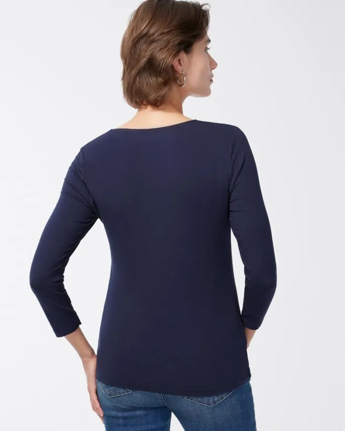 Chico039s Tops Touch Of Cool Square Neck Tee Alabaster 8211 Clothing