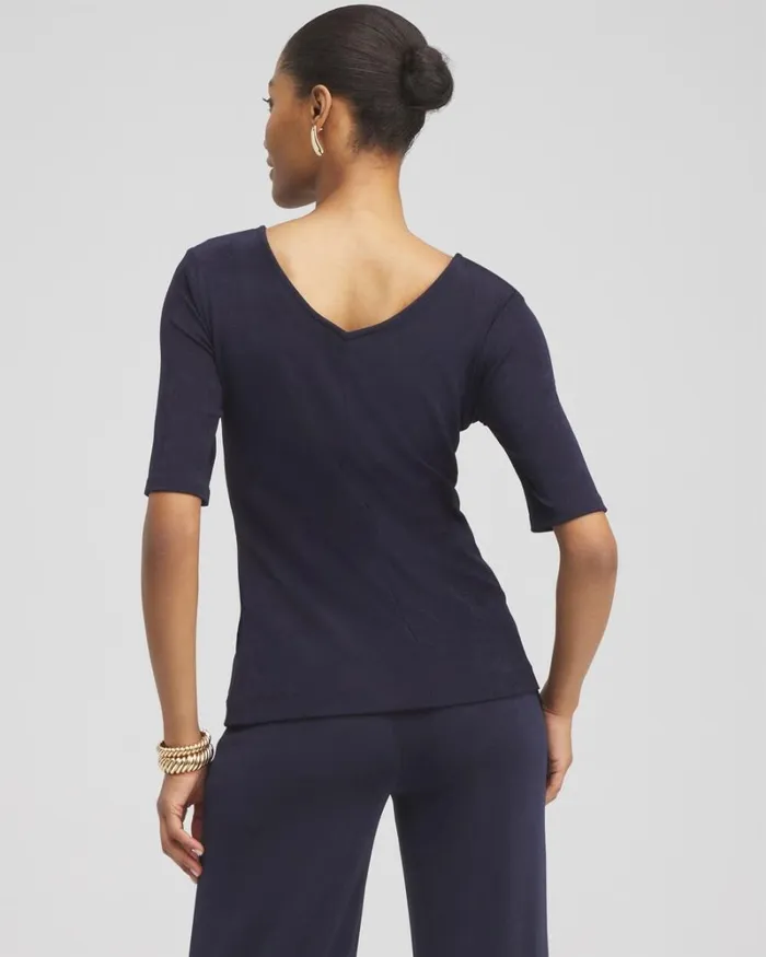 Chico039s Tops Travelers Double Vneck Top Intense Azure 8211 Clothing