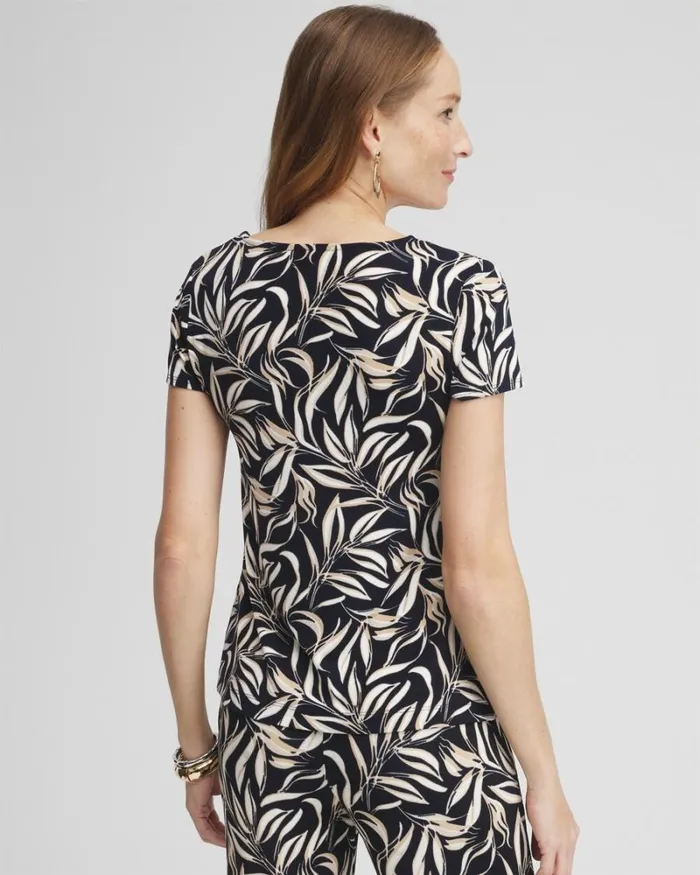Chico039s Tops Travelers Leaf Print Tee Sycamore 8211 Clothing