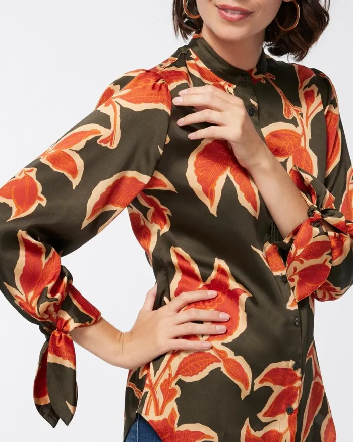 Chico039s Tops Vine Print Shirt Primordial Forest 8211 Clothing
