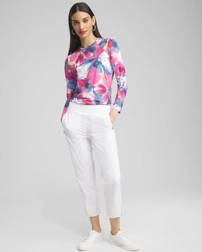 Chico039s Tops Zenergy UPF Knit Floral Tee Magenta Rose 8211 Clothing