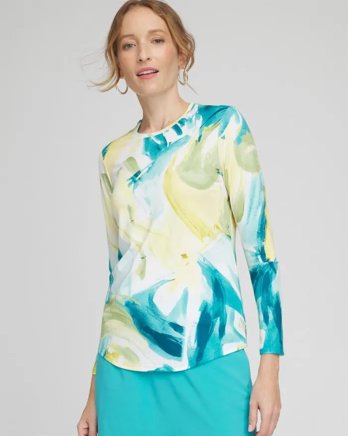 Chico039s Tops Zenergy UPF Knit Long Sleeve Top Oceano 8211 Clothing