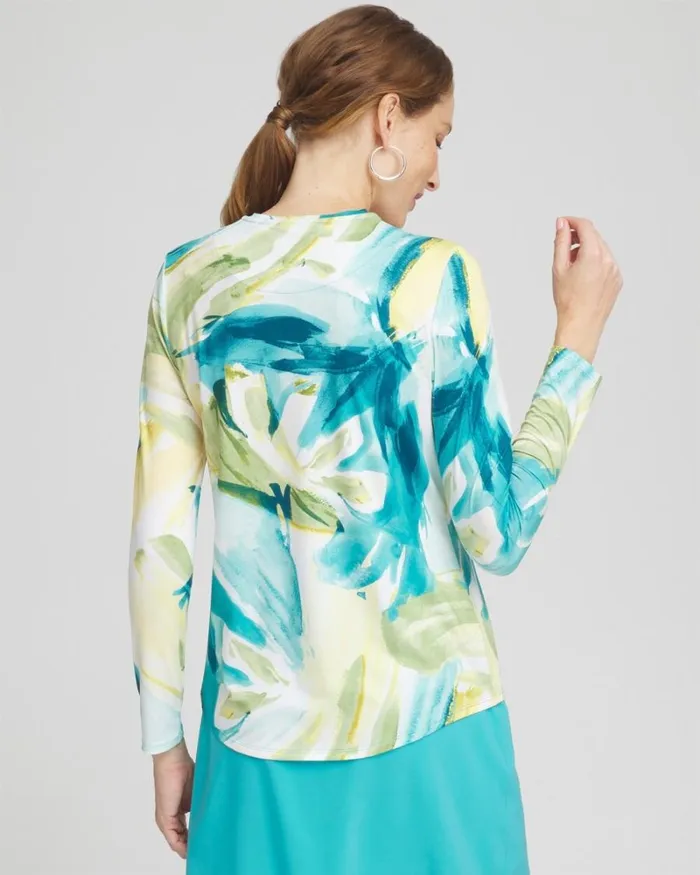 Chico039s Tops Zenergy UPF Knit Long Sleeve Top Oceano 8211 Clothing