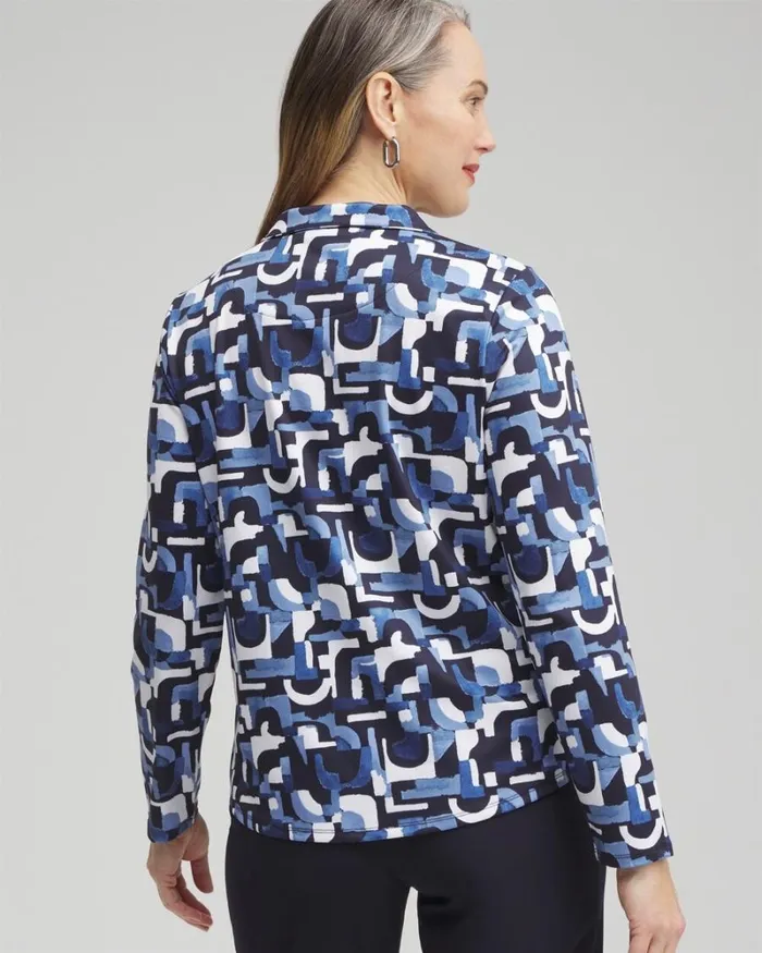 Chico039s Tops Zenergyu00AE UPF Geo Long Sleeve Top Classic Navy 8211 Clothing