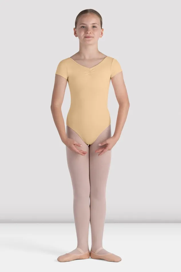 Children Bloch Girls Piper Cap Sleeve Leotard Sand Basics