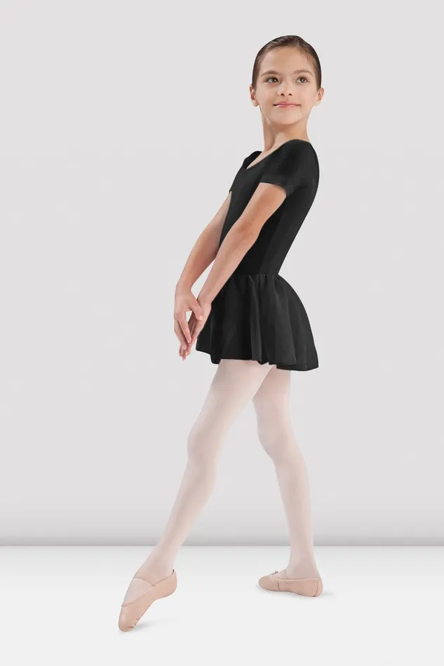 Children Bloch Girls Short Sleeve Skirted Leotard Black Leotards