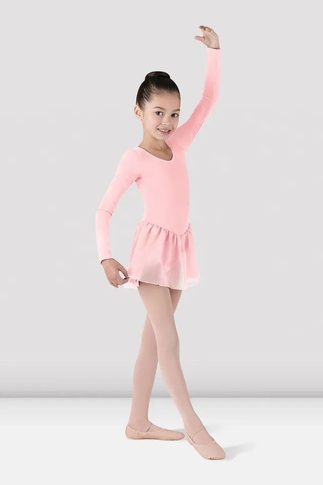 Children Leotards Bloch Girls Long Sleeve Skirted Leotard Light Pink
