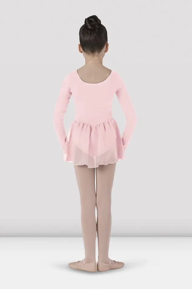 Children Leotards Bloch Girls Long Sleeve Skirted Leotard Light Pink