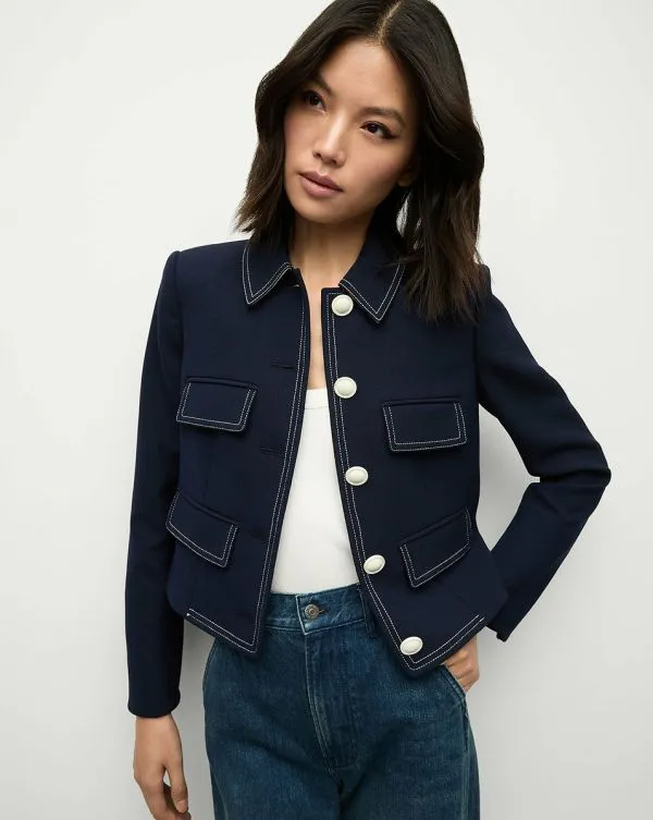 Constantine Jacket Navy Women Veronica Beard Jackets and Outerwear