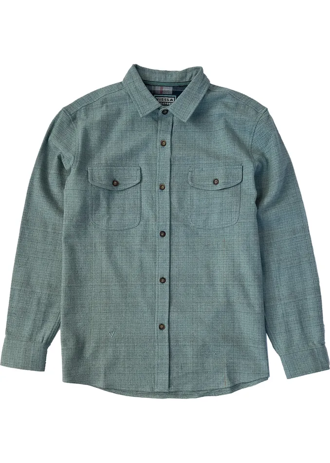 Creators Norte Eco Ls Flannel Smokey Jade Men Shirts and Flannels Vissla