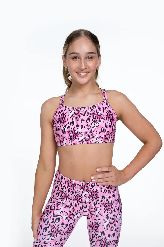 Crop Tops Bloch X Flo Active Remi XBack Bra Top Sketch Leopard Bloch Children