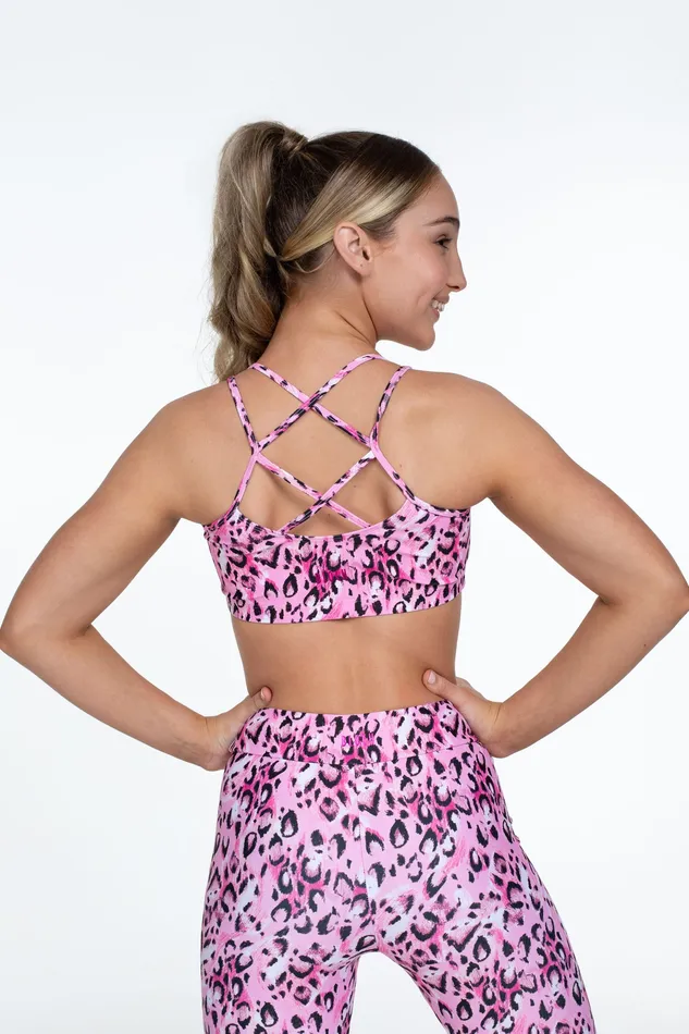 Crop Tops Bloch X Flo Active Remi XBack Bra Top Sketch Leopard Bloch Children