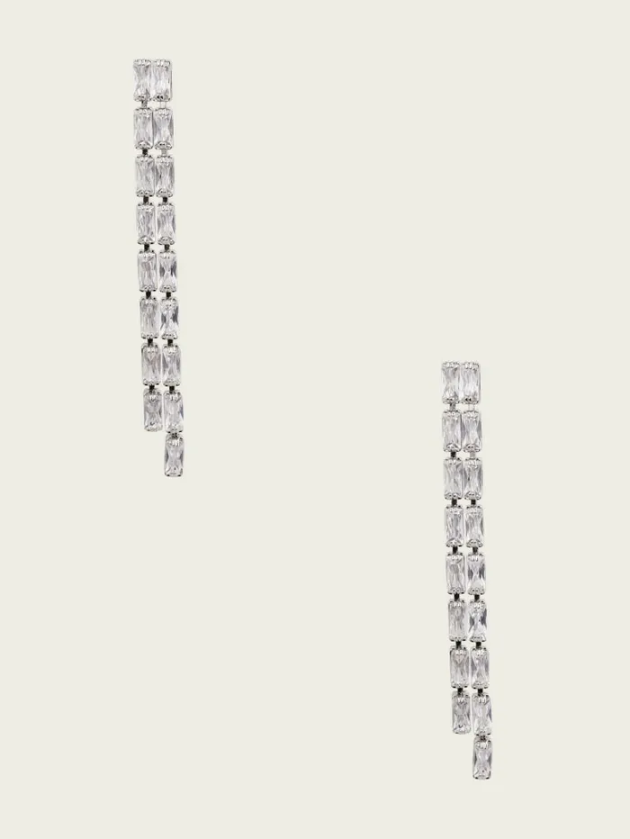 Crystal SilverTone Fringe Earrings SilverGold Jewelry GUESS Women