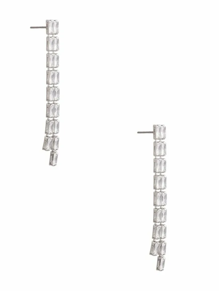 Crystal SilverTone Fringe Earrings SilverGold Jewelry GUESS Women Crystal SilverTone Fringe Earrings SilverGold Jewelry GUESS Women