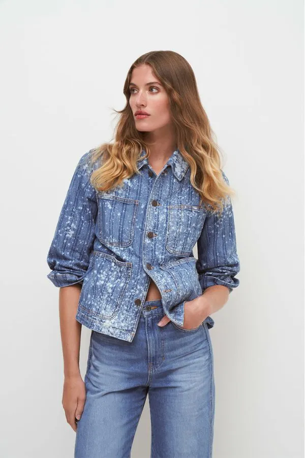 Dahl AcidWashed Denim Chore Jacket Sapphire Sun Women Veronica Beard Jackets and Outerwear Dahl AcidWashed Denim Chore Jacket Sapphire Sun Women Veronica Beard Jackets and Outerwear