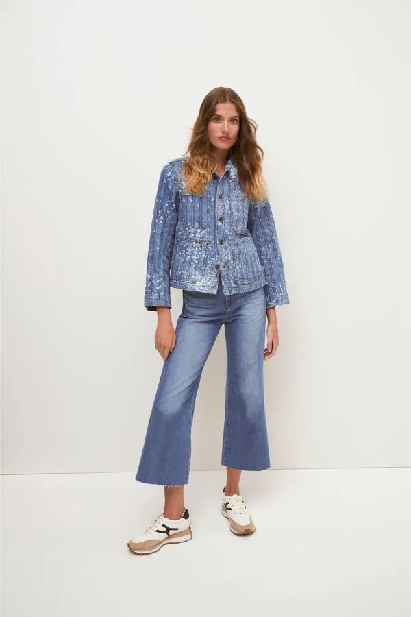 Dahl AcidWashed Denim Chore Jacket Sapphire Sun Women Veronica Beard Jackets and Outerwear