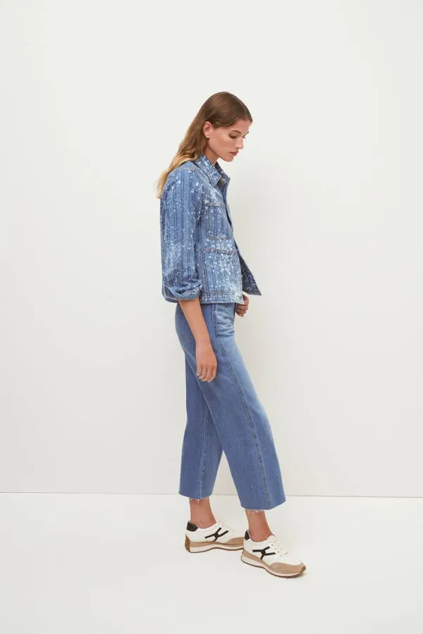 Dahl AcidWashed Denim Chore Jacket Sapphire Sun Women Veronica Beard Jackets and Outerwear