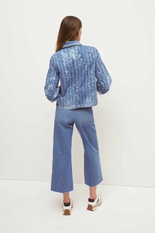 Dahl AcidWashed Denim Chore Jacket Sapphire Sun Women Veronica Beard Jackets and Outerwear