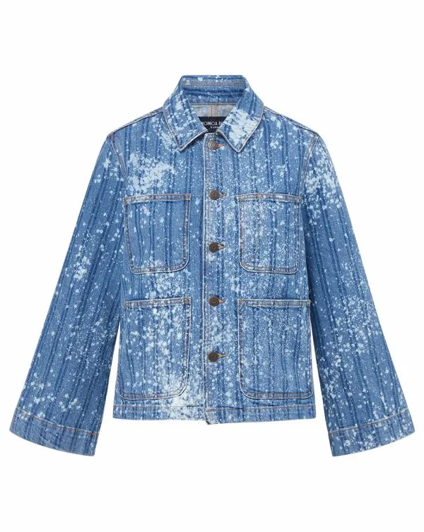 Dahl AcidWashed Denim Chore Jacket Sapphire Sun Women Veronica Beard Jackets and Outerwear