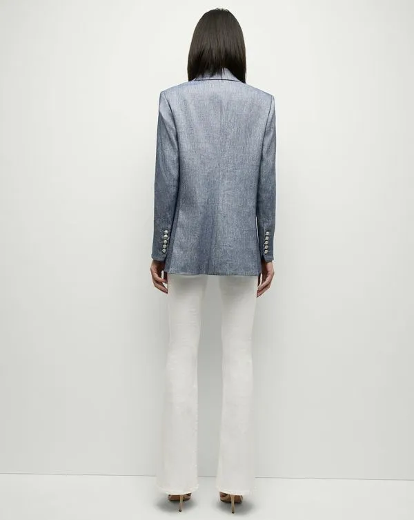 Dale Linen Dickey Jacket Blue Melange Women Veronica Beard Jackets and Outerwear