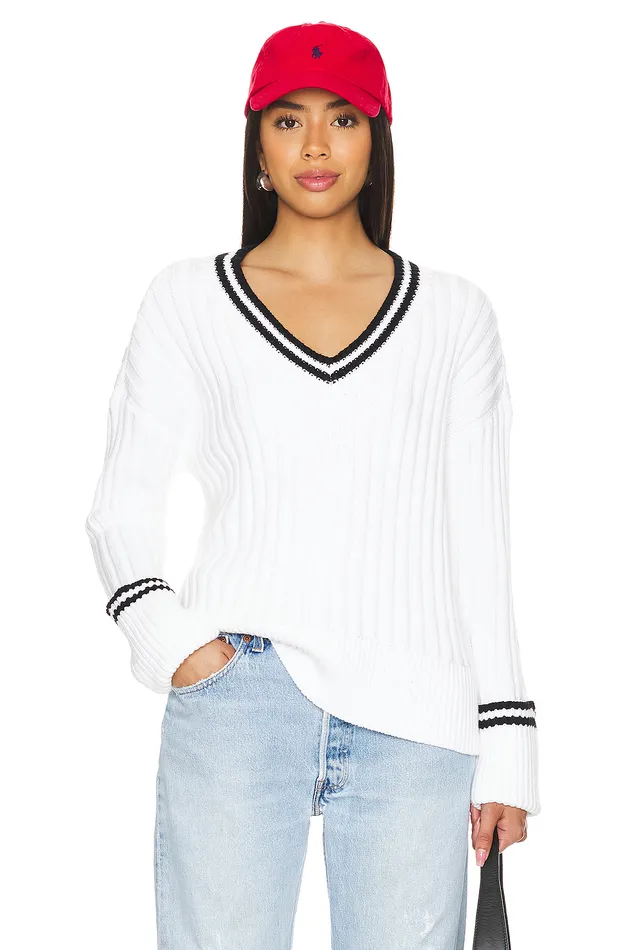 Danil V Neck Sweater White and Black Women Lovers and Friends Sweaters and Knits Danil V Neck Sweater White and Black Women Lovers and Friends Sweaters and Knits