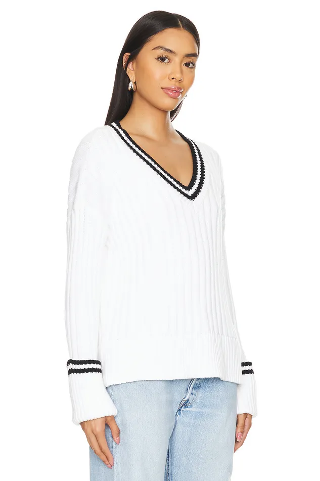 Danil V Neck Sweater White and Black Women Lovers and Friends Sweaters and Knits