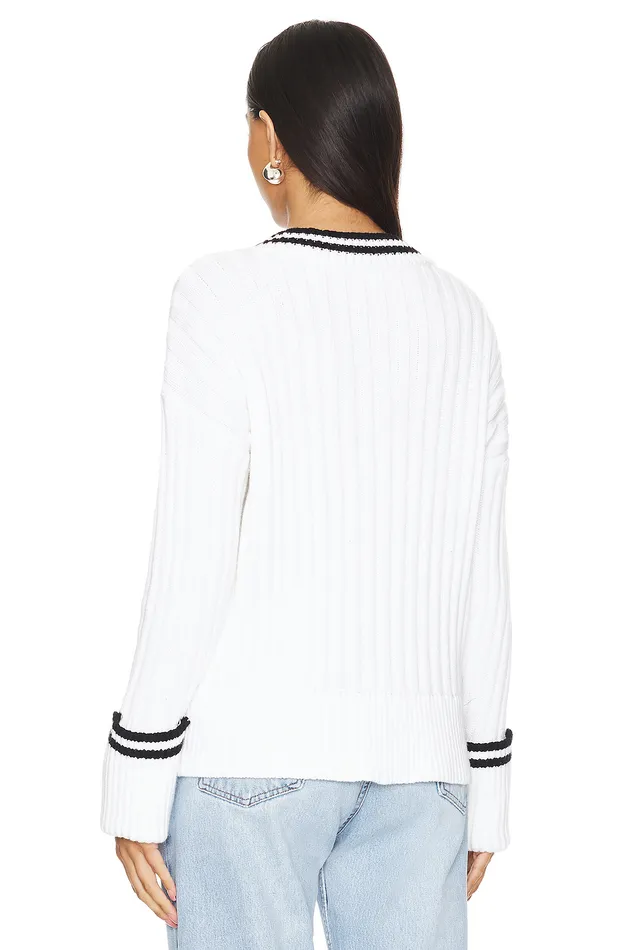 Danil V Neck Sweater White and Black Women Lovers and Friends Sweaters and Knits