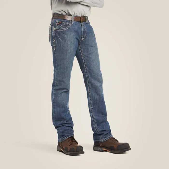 Denim Men Ariat FR M4 Relaxed Boundary Boot Cut Jean Clay