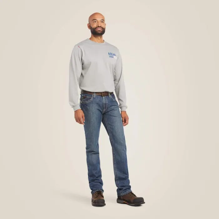 Denim Men Ariat FR M4 Relaxed Boundary Boot Cut Jean Clay