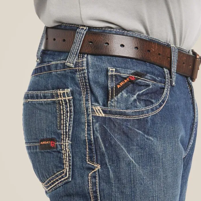 Denim Men Ariat FR M4 Relaxed Boundary Boot Cut Jean Clay