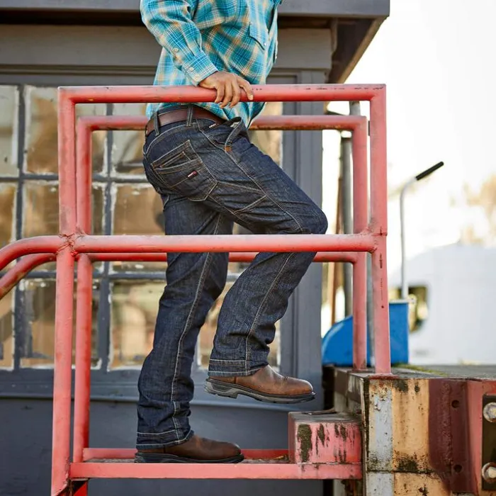 Denim Men Ariat FR M4 Relaxed Stretch Duralight Workhorse Stackable Straight Leg Jean Dark Washrinse Denim Men Ariat FR M4 Relaxed Stretch Duralight Workhorse Stackable Straight Leg Jean Dark Washrinse