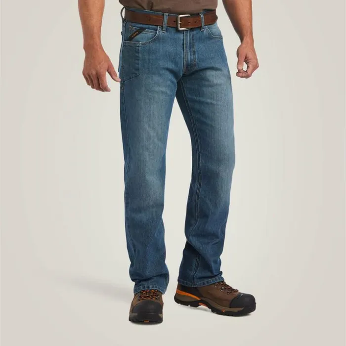 Denim Men Ariat Rebar M5 DuraStretch Basic Stackable Straight Leg Jean Edgewood